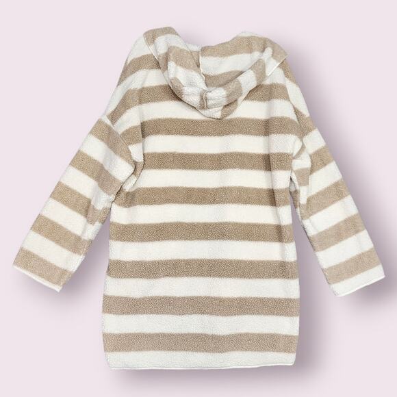 P.J. Salvage Sherpa Hooded Lounging Jacket Duster Cardigan Plush Striped XL - Picture 2 of 8